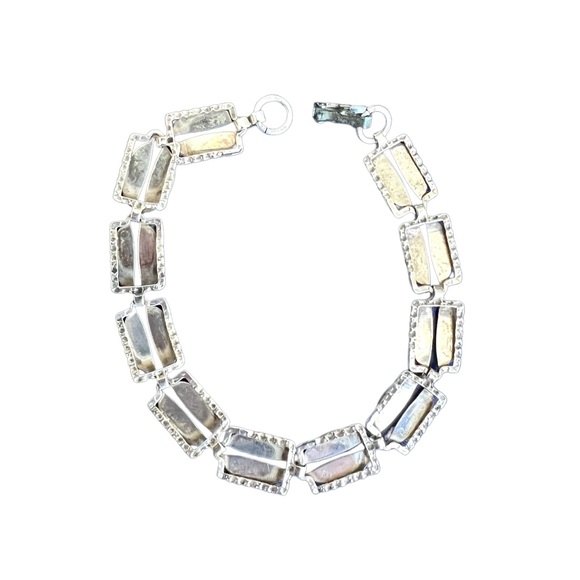 BEAU STERLING .925 Rectangular Link Bracelet Vintage Fold Over Clasp - Picture 13 of 13